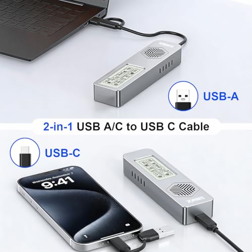Image of ZORBES M.2 NVMe SSD Enclosure USB 3.2 Gen2, 10Gbps Dual Protocol Solid-State Drive Case with Intelligent Health Detection & Cooling Fan, High-Speed Aluminum SSD Reader for M.2 NVME 2230 /2242 /2260 /2280