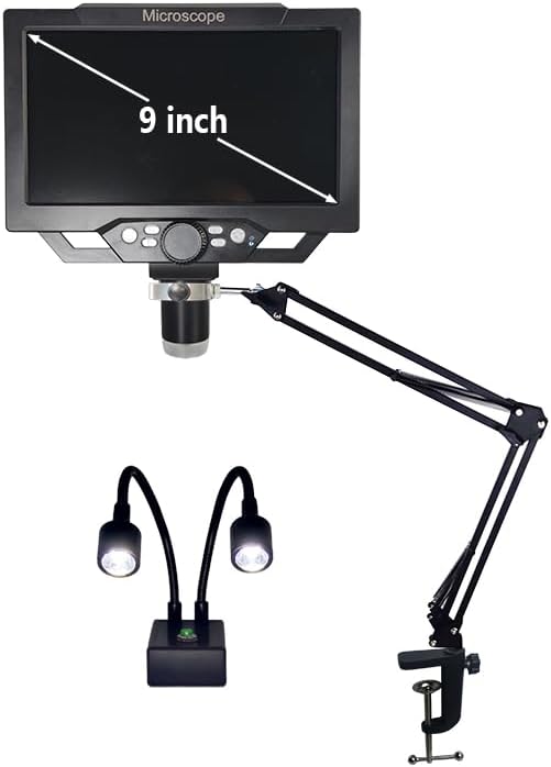 Miniatura 3 de Microscopio digital 1200x Soporte de cámara LCD USB de 9 pulgadas, soporte de brazo de cuello de cisne LED para teléfono móvil electrónico, PCB,