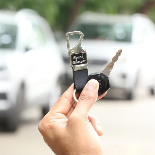 Image of Personalized Keychain with Name Engraved I Metal Key Ring I Trendy Stylish Customized Keychains for Men, Husband, Boyfriends, Brother, Dad, Home, Office, Car & Bike