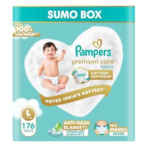 Image of Pampers Premium Care | Pant Style, Large Size, 176 Count | 360 Cotton Softness Diaper |Anti Rash Diaper with Aloe Vera and 100% Leak Proof Protection | (88 Count, Pack of 2)