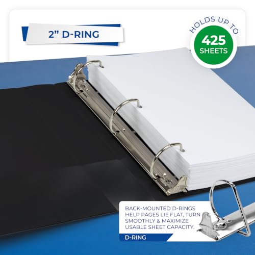 Image of Samsill Durable 2 inch 3 Ring Binder, D Ring Binder, 100% Recycled Chipboard, Basic Assortment,12 Pack