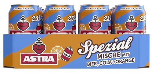 Astra Spezial Biermischgetränk, Bier Dose Einweg (24 x 0.33 L), spritzige Mische vom Kiez aus Astra, Cola und Orange, 2,5 Prozent Alkohol