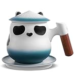 ZENS Tea Mug with Infuser and Lid for Loose Leaf Tea Steeper, 11 oz Panda Tea Cup with Strainer and Coaster Tea Infurser Mug for Tea Lovers Gifts