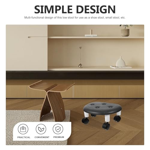 COLLBATH 360度回転可能なポータブル小型ロースツール 黒色PP素材アルミニウム合金製 軽量耐久性 家庭やオフィスの足置きや作業用に最適 [3]