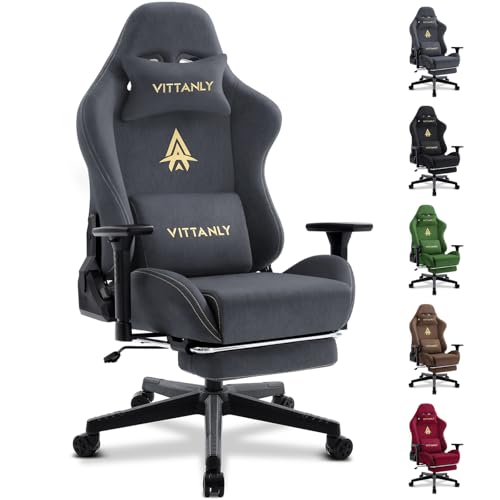 Vittanly Gaming Stuhl, Luxuriöser Wildlederimitat Gaming Chair Bürostuhl, Ergonomischer...