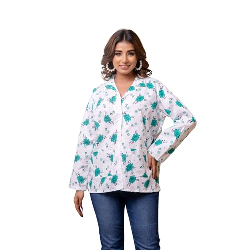 Image of Women's Cotton Floral Printed Summer Coat | Helps to Protect From Sunrays, Dust Pollution, Sunburn, Tanning of Skin | Ideal for Driving, Hot Summers, Traveling