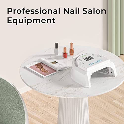 Image of 80W Professional Cordless UV LED Nail Lamp, UV Lights for Nails with 45 Beads and Rechargeable Battery, Portable LED Gel Nail Curing Dryer, Nail Polish Machine for Salon or Home, White