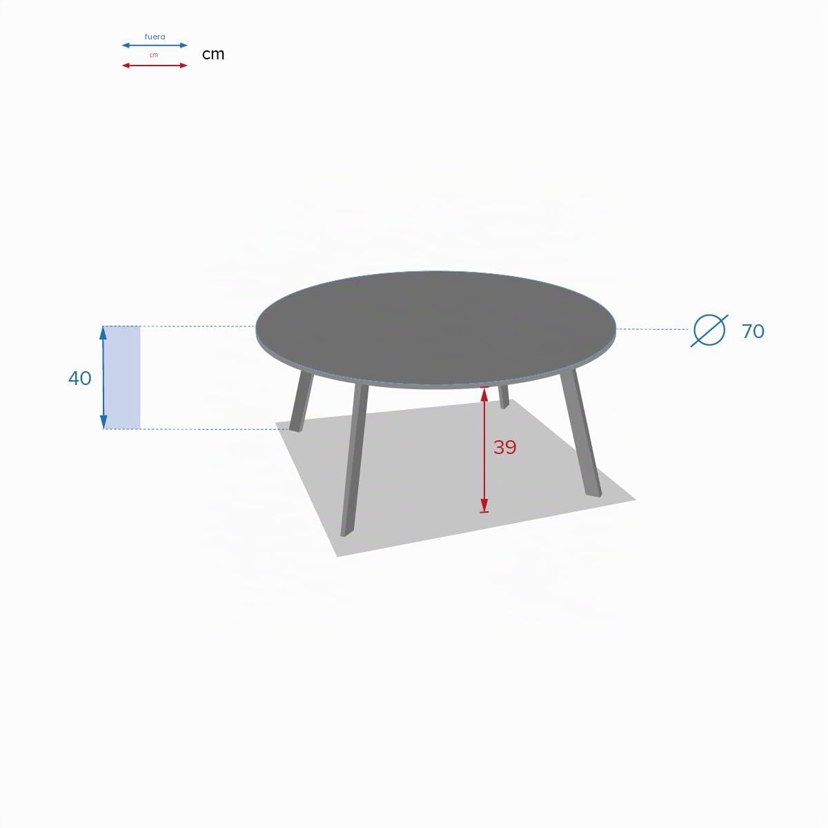 Hespéride - Mesa de Centro Saona Graphite, Acero Inoxidable, Resistente a los Rayos UV, 70 x 40 cm - para jardín, terraza y balcón