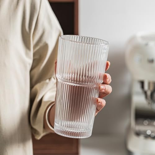 INSETLAN Ribbed Glass Tumbler