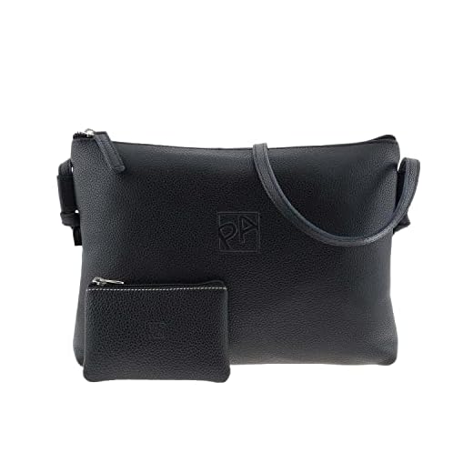 PAULA ALONSO PA Bolso Bandolera en Piel con Bolsillo Trasero Talla: U Color: NEGRO