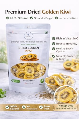 Image of GROWSYL Dried Golden Kiwi 500g | Premium Kiwi Slices | Sweet & Tangy Natural Snack | Rich in Vitamin C & Fiber | Healthy Dried Fruit for Snacking, Baking & Desserts