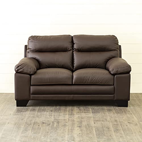 Image of Home Centre Whinchister Dark Brown Half Leather 2 Seater Sofa - Length 155 cm (WHINCHISTER-2STR)