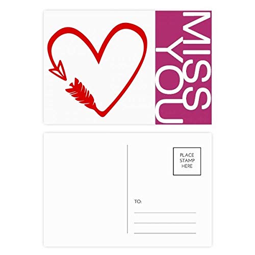 Jeu de cartes postales Flèche coeur rouge pour remerciements et correspondance créative
