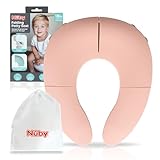 Nuby Folding Potty Seat and Bag - Toddler Travel Essential - Travel Toilet Seat for Toddlers 18+ Months - Pink