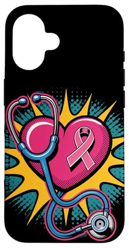 ピンク 聴診器 看護師 医療 乳がん啓発 女性 スマホケース iPhone 16 用
