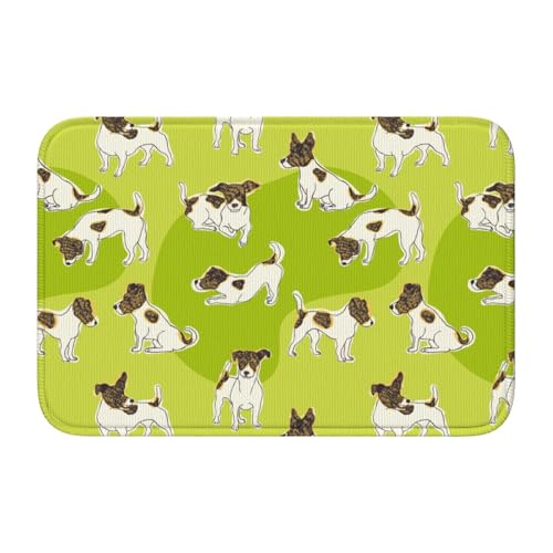 玄関マット かわいい ジャックラッセルテリア 犬柄 (2) バスマット 室内 屋外 足拭きマット カーペット おしゃれ 北欧 滑り止め付き 洗える ベットルーム 浴室 台所 寝室 業務用 家庭用 40×60cm