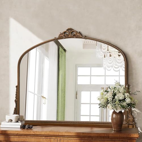 Besdomus Large Arched Vintage Mirror: 29"x40" Antique Ornate Wall Mirror