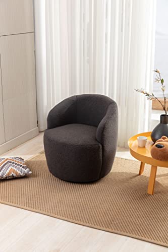 Sillón redondo tapizado teddy moderno gris oscuro miniatura 4