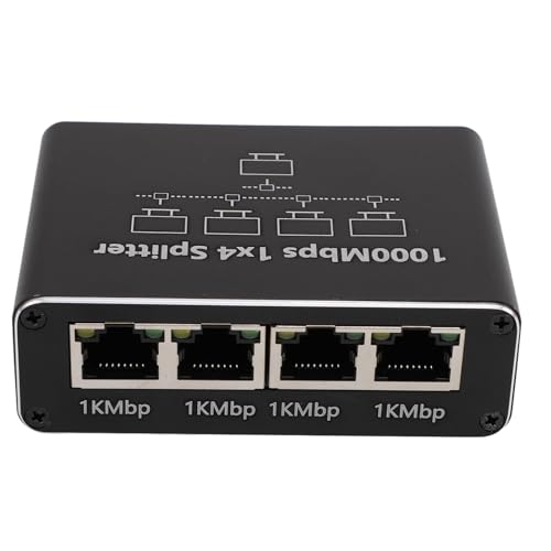 USB C Powered Ethernet Splitter 1 to 4 with Cable for Cat8 Cat7 Cat6, Gigabit RJ45 Network Switch Adapter for Computer, TV, Router for Home Office