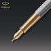 PARKER Sonnet Fountain Pen, Prestige Chiseled Silver with Gold Trim, Solid 18k Gold Medium Nib