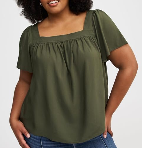 Torrid Women's Plus Size Shirt - Challis Flutter Sleeve Top - Image 3