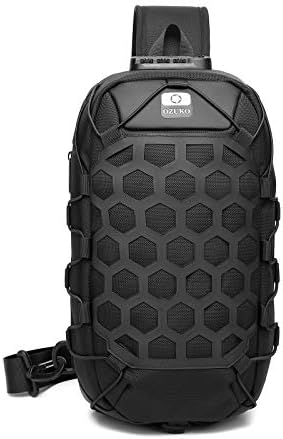 FANDARE Men Sling Chest Bag Anti-Theft Crossbody Backpack Casual Daypacks with USB Charging Port for Outdoor Travel Work Hiking Running Indoor Activities Waterproof Shockproof Daily Bag Black