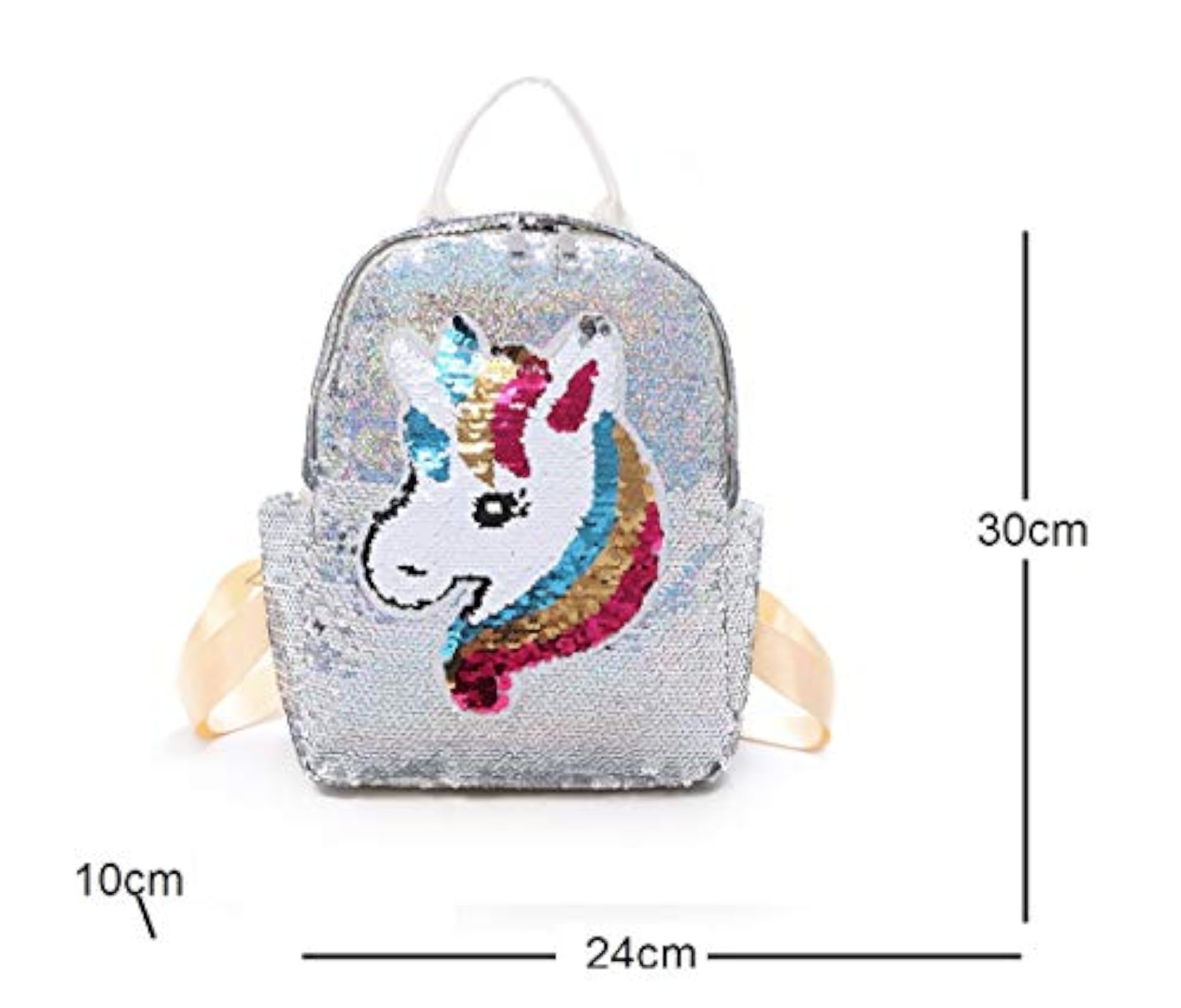 Unicorn Sequins Backpack for Kids, Silver