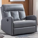 ANJ Oversized Wide Recliner Chair Faux Leather 2-Seater Recliners Roomy Manual Reclining Chairs for Living Room, Perfect for Pups to Sit Together, Grey