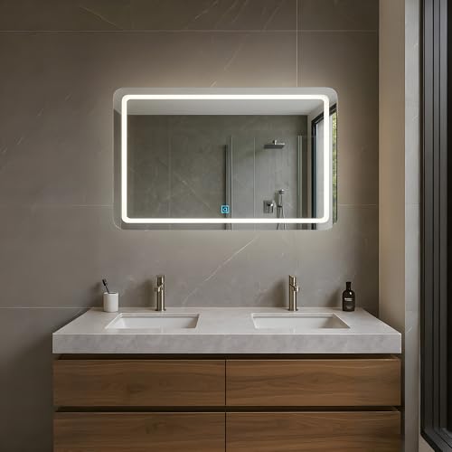 Amazon Basics Rectangular Glass | 24 x 18 Inch Wall-Mounted LED M...