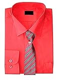 Verpackt Hemd & Krawatte Satz Jungen Hemd und Krawatte Set Langarm EU 68-170 - Rot, 134-140