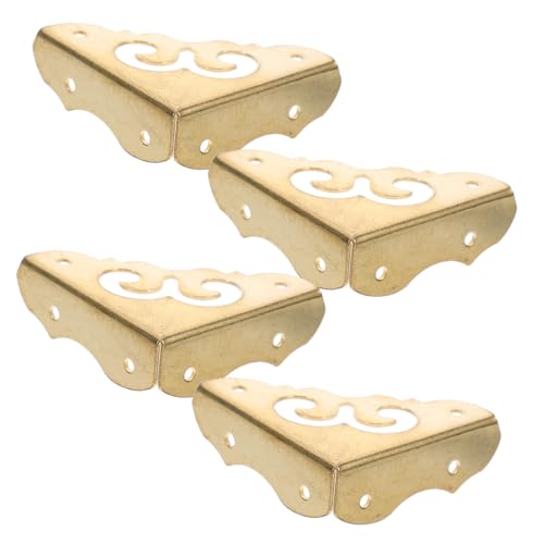 SHINEOFI 4 piezas Protector Esquina Caja Cobre Vintage Cantoneras Metálicas Triangulares para Muebles Cajas Madera Decoración Duradera Fácil Instalación