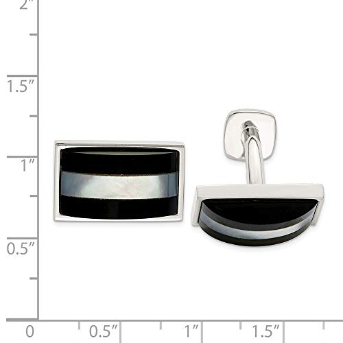 925 Sterling Silver Mother Of Pearl Black Onyx Cufflinks Man Cuff Link Fine Jewelry For Dad Mens Gifts For Him
