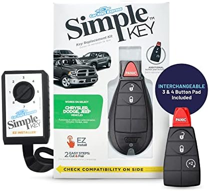 Simple Key, Key Fob and Key Programmer with Interchangeable 3 & 4 Button Keypads, Key Replacement Kit, Simple Key Programmer for Car Remote Start and Keyless Entry