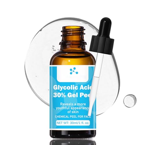 Glycolic Acid 30% Gel Peel, AHA Peeling Gesicht für Zuhause, Glykolsäure Gesichtspeeling zur Hauterneuerung, Porenverfeinerung & Glow Gesichtsreinigung, Peeling Gel Gesicht Frauen und Männer, 30 ml