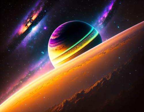 Planète fantastique poster toile déco salon 58x90 cm ambiance cosmos lumineux