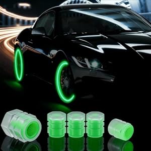 20 tapas de válvula de neumático fluorescentes que brillan en la oscuridad, regalo genial para accesorios de decoración universal para automóvil, SUV, bicicleta, motocicletas, camiones (verde)