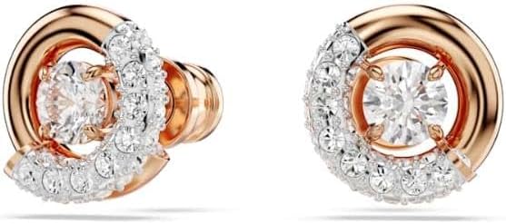 Swarovski Dextera Stud Earrings, Round Cut, Clear, Rose Gold-Tone Finished