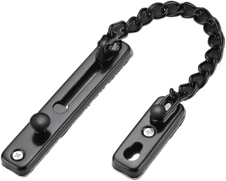 Hotel & Home Stainless Steel Anti-Lock Door Chain, Anti-Theft Chain, Security Protection Home Door Lock, Multi-Color Optional(Black)