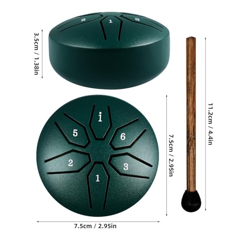 Tambor de lengua de acero de 6 notas BESTonZON 3 pulgadas verde miniatura 7
