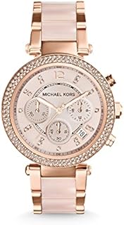 Michael Kors Damenuhr Parker, Chronographenwerk, 39mm Rose Gold Edelstahlgehäuse mit Edelstahlarmband, MK5896