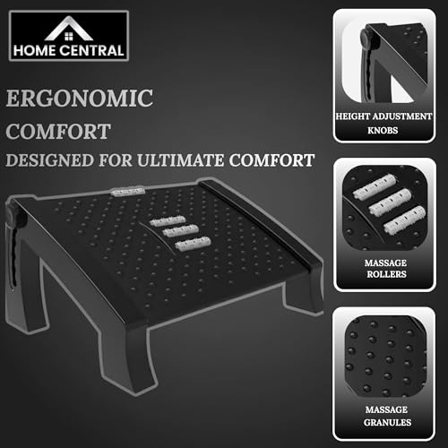 Image of HOMECENTRAL Under Desk Foot Rest for Office Chair, Adjustable Footrest with Massage Surface, Comfortable Leg Rest with 6 Heights for Desk Work and Long Sitting Hours, Foot Stool for Home Table Sofa Chairs (Buy from sold by: CMXCIX)