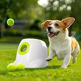 AFP Automatic Ball Launcher for Dogs Dog Fetch Ball Thrower Interactive Puppy Pet Ball Launcher for Small & Medium Dogs Indoor/Outdoor Dog Ball Thrower Machine 3 Balls Included (2 inch)