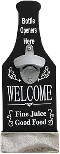 Miniatura 9 de Vintage Style Beer Shaped Bottle Opene, Wall Mounted Bottle Openers Catcher for Any Man Cave, Bar, Pub, Kitchen, Patio, Cabin (Black)