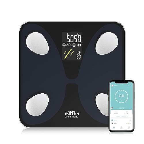 Image of Hoffen (Made in India) Smart Electronic Digital Weight Machine for Body Weight, Fitness Composition Monitor, NEW HEART RATE And V /A SCREEN, Free Bluetooth APP, 2 Years Warranty HO 45 APP