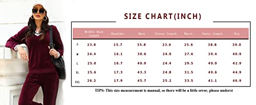 Irevial Loungewear For Women Sets, Female Long Sleeve Velvet Tracksuits V Neck Striped Shirts With Sweatpants Side Pockets Solid Color Casual Fall Clothes Navy Blue Xxl #TOP4