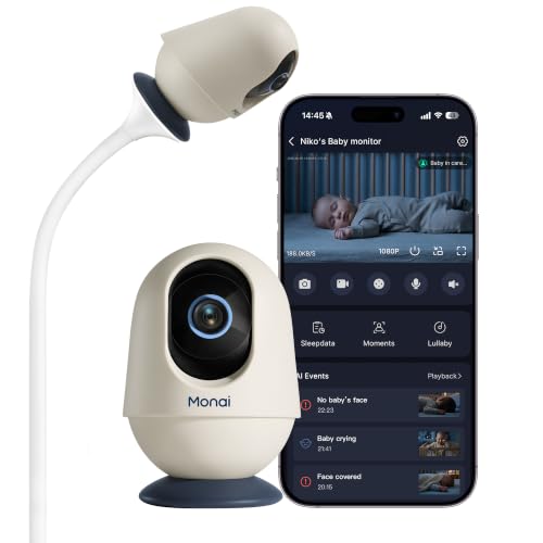 Image of Monai Pro 4K Smart WiFi Baby Monitor with Camera and Audio, Mount, AI App