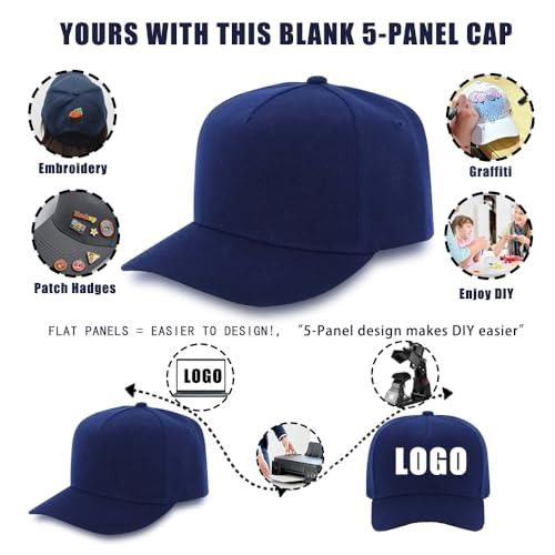 Image of 12 Pack Seamless Baseball Caps Wholesale Bulk - No Center Seam, DIY Friendly, Adjustable Breathable Lightweight for Men Women