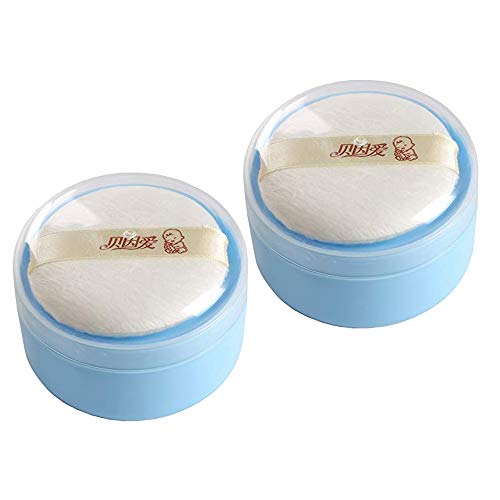 Image of Topwon 3.5'' Baby After-Bath Powder Puff Kit Container Dispensor Case with Sifter (2 Packed)