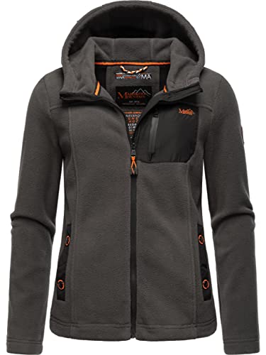 MARIKOO Damen Fleecejacke warm mit Kapuze Mount Iwaki Anthracite Gr. S