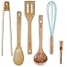 Set Utensilios de Cocina de Madera – Juego de 6 Accesorios de Cocina Originales para Menaje de Cocina Antiadherentes (Cuchara, Espatula, Cucharon, Batidor, Pincel, Pinzas) – BlauKe®